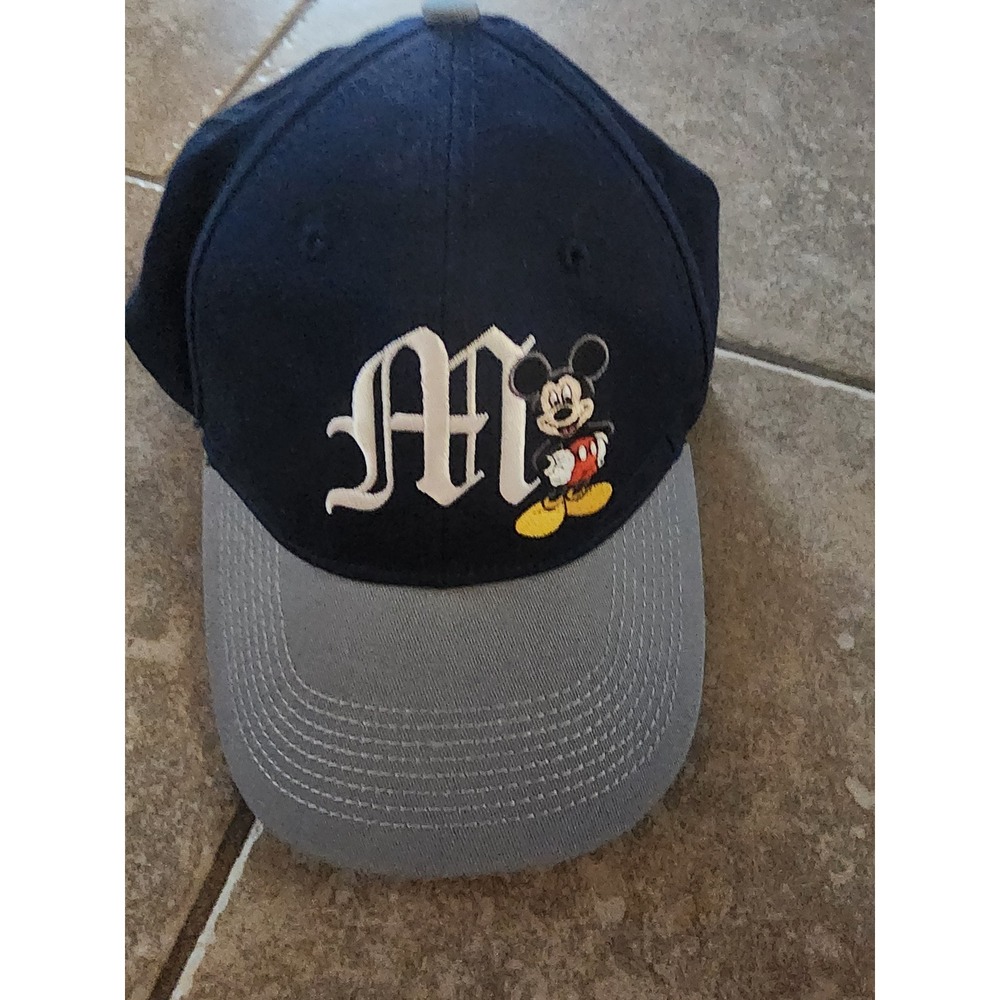 VTG 90s Disney Mickey Mouse Big M Varsity Baseball Cap Drew Pearson Snapback Hat